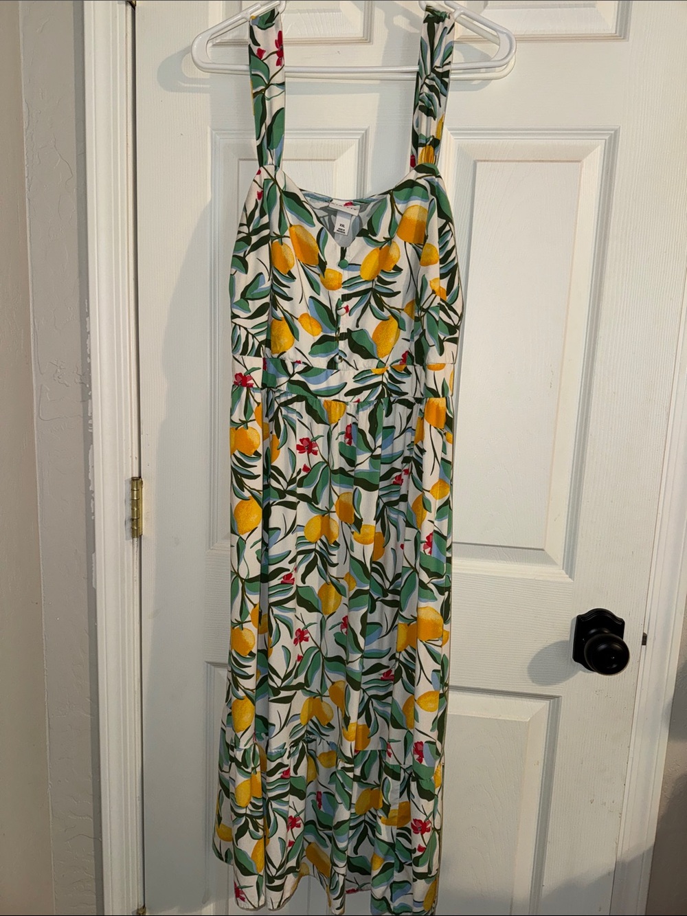 AVA & VIV Lemon 🍋 Print Three Tier Ruffle Maxi Dress Sz XXL NWOT